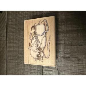 House Mouse Baby Shoes 2003 wood block rubber stamo